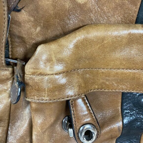 Genuine Coach Men's Patch Brown Black Leather Backpack - Picture 5 of 8